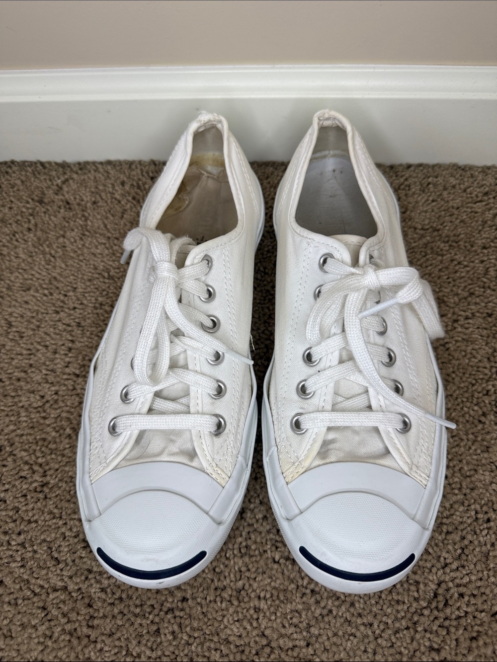 Converse | White Low-Top Jack Purcell Canvas Sneakers | 8.5